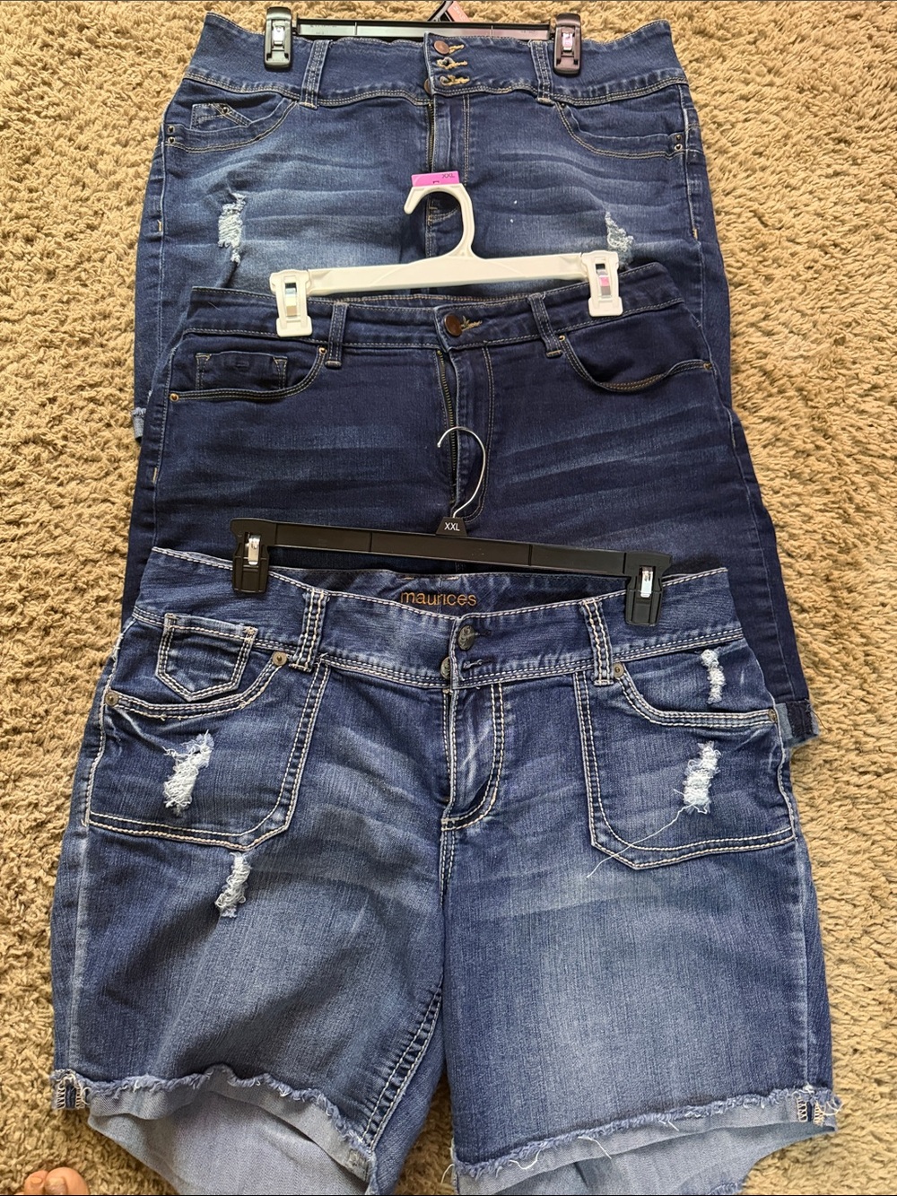 Fashion Nova / Maurices Blue Distressed Women's Denim Shorts Bundle Size 16